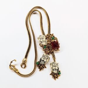 Selro Noh Devil Mask Dangling Necklace Vintage Collectable